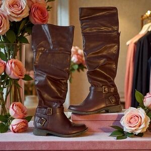 Chic Over the Knee Burgundy Boots